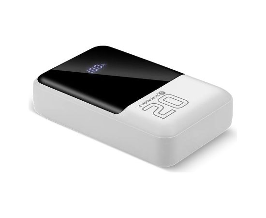 Powerbank 20 000mAh, 2x USB, 1x USB-C 22,5W, QC4+, LCD screen, white Power Banks