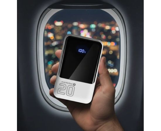 Powerbank 20 000mAh, 2x USB, 1x USB-C 22,5W, QC4+, LCD screen, white Power Banks
