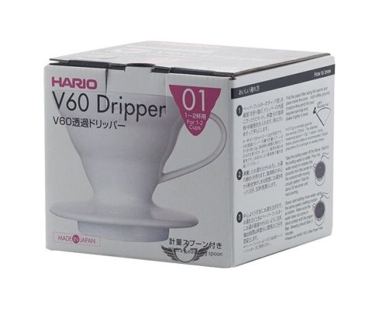 Hario ceramiczny Drip V60-01 Biały Tējkannas (ar svilpi)
