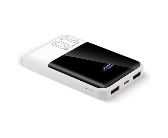 Powerbank 10 000mAh, 2x USB, 1x USB-C 22,5W, QC4+, LCD screen, white Power-банки