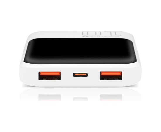 Powerbank 10 000mAh, 2x USB, 1x USB-C 22,5W, QC4+, LCD screen, white Power-банки