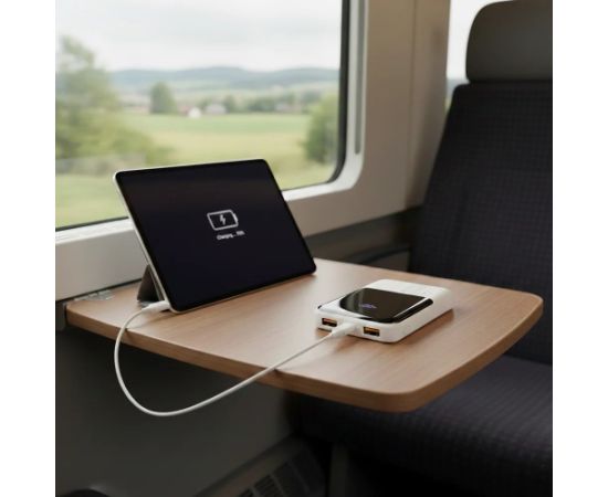 Powerbank 10 000mAh, 2x USB, 1x USB-C 22,5W, QC4+, LCD screen, white Power-банки