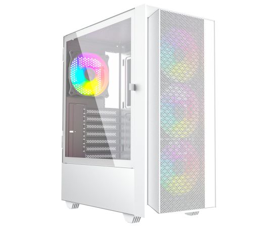 Gembird Fornax 4000W ARGB gaming ATX computer case, Midi Tower, backlight, White Datoru korpusi