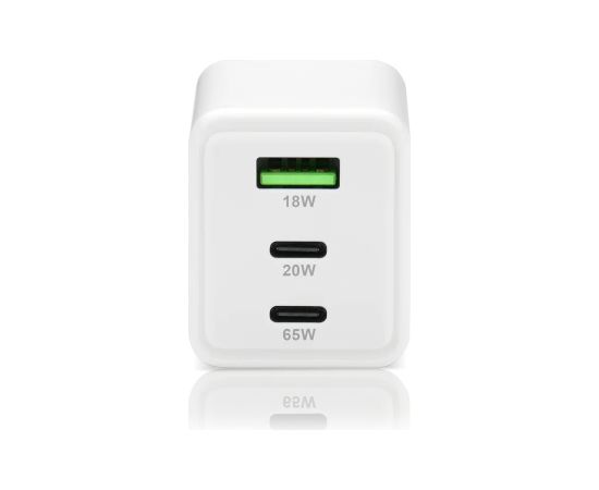 Charger GaN 1 x USB, 2 x USB-C Quick Charge 4+ 65W white Зарядные устройства