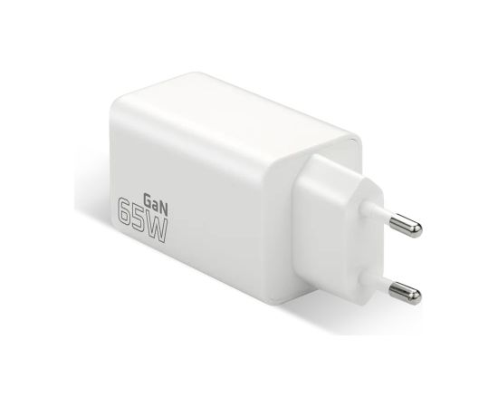 Charger GaN 1 x USB, 2 x USB-C Quick Charge 4+ 65W white Зарядные устройства