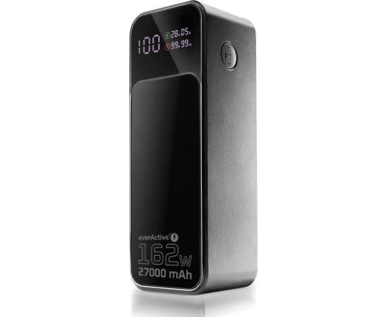 Powerbank 27 000mAh, 1x USB, 2x USB-C, 162,5W, QC4+, flashlight, LCD screen, black Power Banks