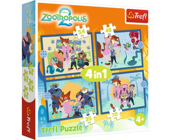 TREFL DISNEY ZOOTROPOLIS Pužļu komplekts 4in1 Puzles