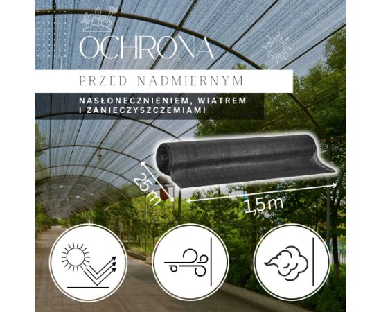 Ēnošanas tīkls Springos SN0022 140 g/m2 1,5x25m 100 Kabeļu saites Siltumnīcas