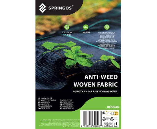 Springos Pretnezāļu agroplēve AG0046 135 GSM 1.6 x 50 m Siltumnīcas