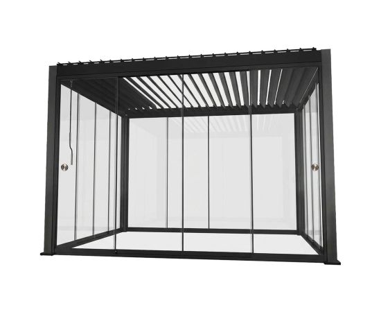 Gazebo MIRADOR-111 3x3m with glass sliding doors, dark grey Nojumes un aksesuāri