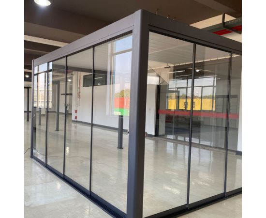 Gazebo MIRADOR-111 3x3m with glass sliding doors, dark grey Nojumes un aksesuāri