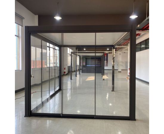 Gazebo MIRADOR-111 3x3m with glass sliding doors, dark grey Nojumes un aksesuāri
