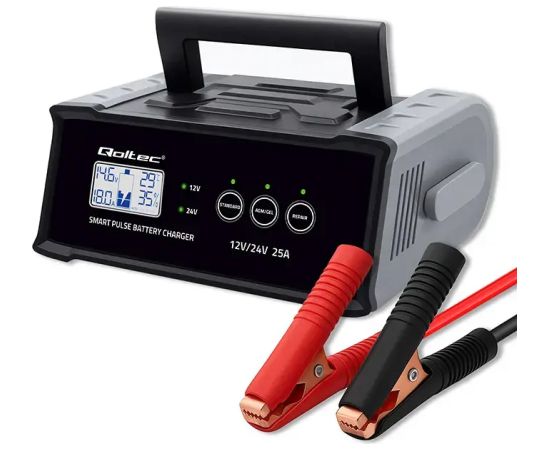 Qoltec Intelligent microprocessor charger 12V 24V 25A | Rectifier with repair function for AGM GEL SLA battery | LCD Зарядные устройства и стартеры