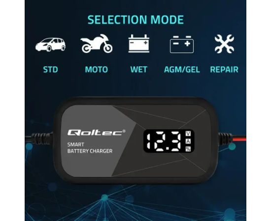 Qoltec Microprocessor charger 12V 2A with cell regene Зарядные устройства и стартеры