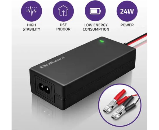 Qoltec Automatic charger for AGM GEL STD batteries | 12V charger | 2A | 24W | LED | 1.8m cable Akumulatoru lādētāji, starteri