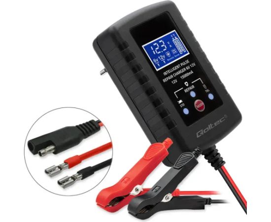Qoltec Automatic charger for AGM GEL STD 6V/12V battery | 2A | Rectifier with repair function and LED display Зарядные устройства и стартеры
