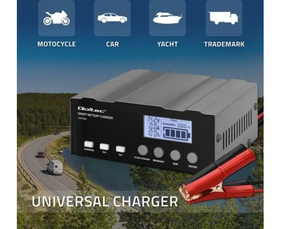 Qoltec Microprocessor charger 12V 12.6V 24V LCD Зарядные устройства и стартеры