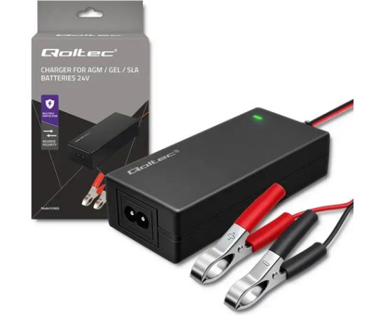 Qoltec Automatic charger for AGM GEL STD batteries | 24V charger | 2A | 48W | LED | 1.8m cable Akumulatoru lādētāji, starteri
