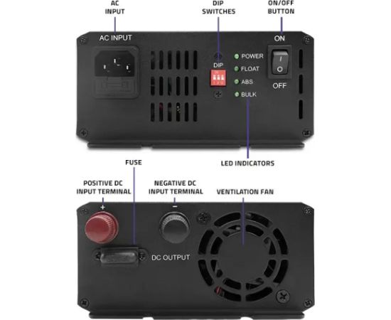 Qoltec Charger for LiFePO4 AGM GEL SLA batteries, 10A Akumulatoru lādētāji, starteri