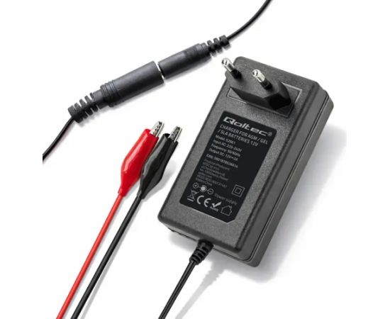 Qoltec Automatic charger for AGM GEL STD batteries | 12V charger | 2A | 24W | 5.5x2.1 | 1.8m cable Akumulatoru lādētāji, starteri