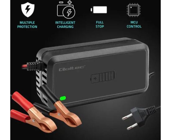 Qoltec Intelligent microprocessor charger 12V 5A | Rectifier for AGM GEL SLA battery | 6 - stage charging Зарядные устройства и стартеры