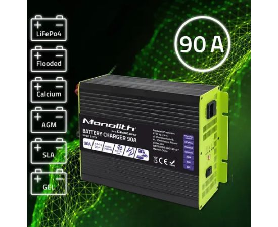 Qoltec Charger for LiFePO4 AGM GEL SLA batteries 90A Akumulatoru lādētāji, starteri