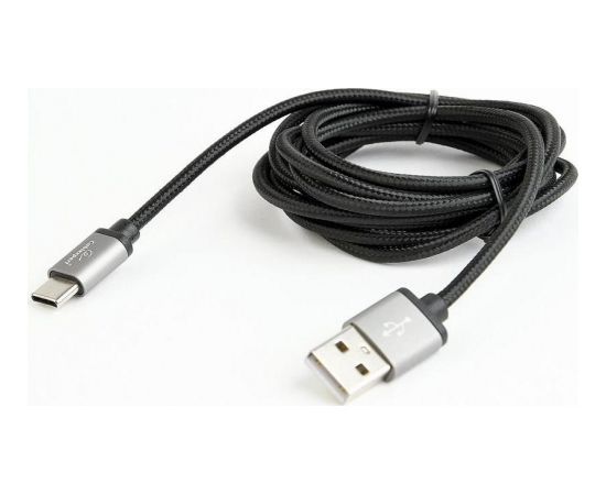 Gembird USB 2.0 cable to type-C, cotton braided, metal connectors, 1.8m, black
