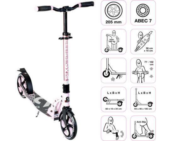 Six Degrees Scooter skrejritenis 205 mm, pastell-pink - AU 569 Самокаты и скейтборды