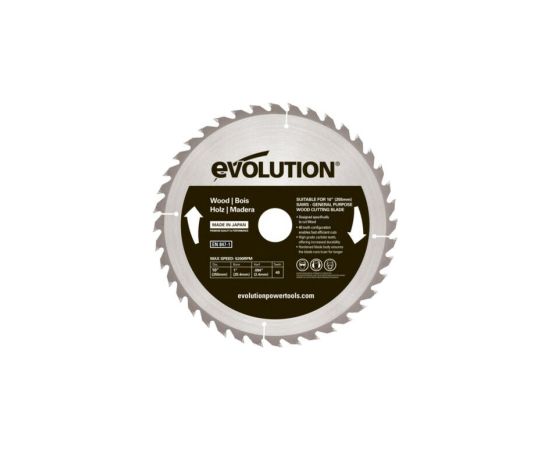 Griešanas disks Evolution EVO-255-40-D; 255 mm; Z40 Zāģripas
