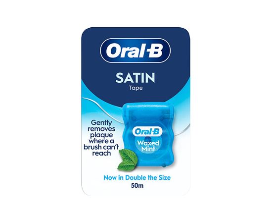 Oral-b Satin Waxed Mint 50 m - Dentální voskovaná nit Smaržas - NESAKĀRTOTS