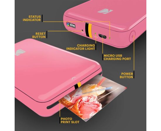 Kodak STEP Instant Mobile Photo printer Colour ZINK 2x3'' 1 ppm, Bluetooth, Pink Новости - Для офиса