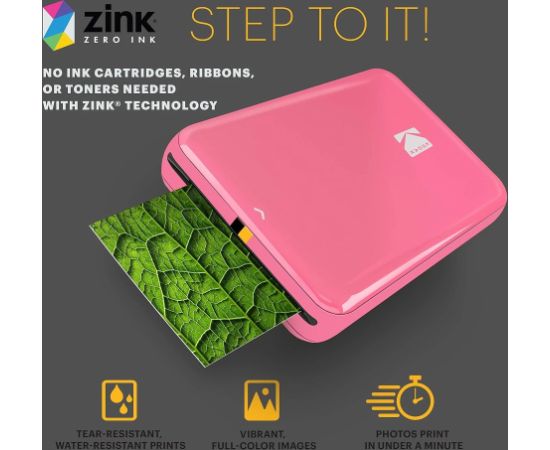 Kodak STEP Instant Mobile Photo printer Colour ZINK 2x3'' 1 ppm, Bluetooth, Pink Новости - Для офиса