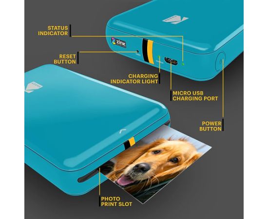 Kodak STEP Instant Mobile Photo printer Colour ZINK 2x3'' 1 ppm, Bluetooth, Blue Jaunumi - Birojam