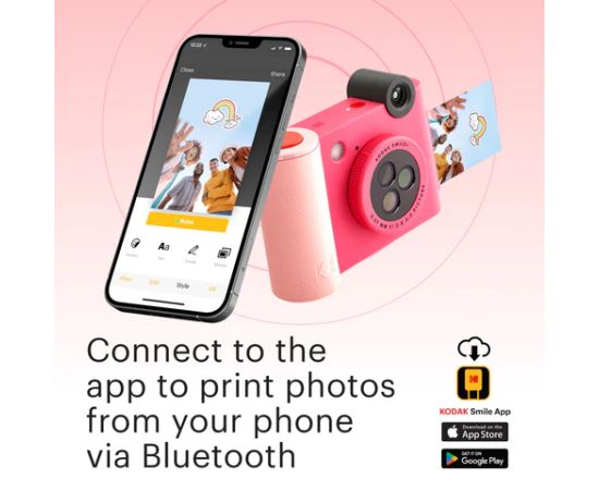 Kodak SMILE+ Instant Print Camera, 2x3'', Fuchsia Jaunumi - Audio-Video