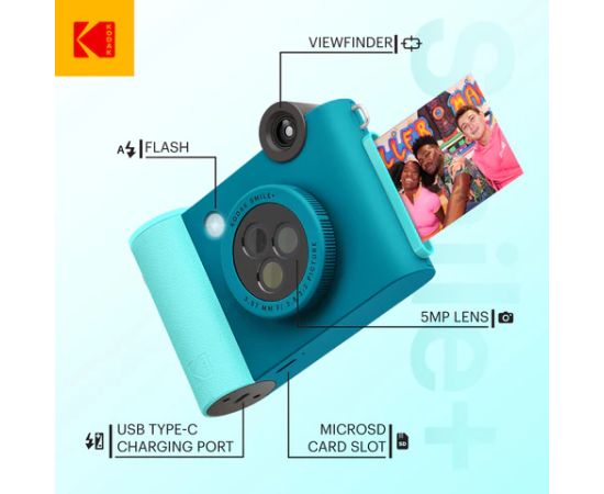 Kodak SMILE+ Instant Print Camera, 2x3'', Blue Jaunumi - Audio-Video