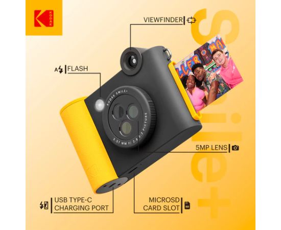Kodak SMILE+ Instant Print Camera, 2x3'', Black Jaunumi - Audio-Video