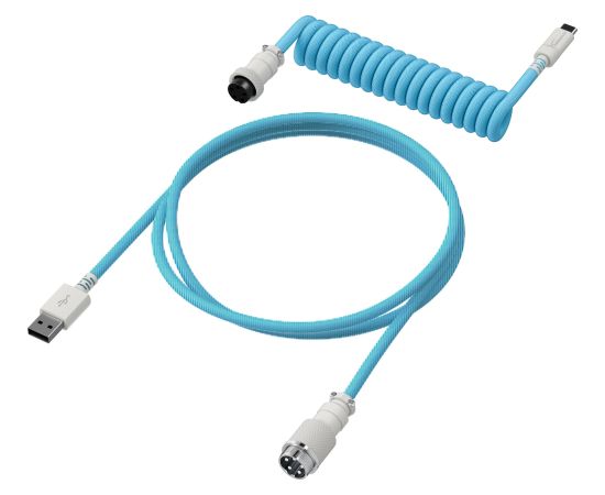 Vads USB HP HyperX USB-C Coiled Cable Light Blue-White Новинки Компьютерная техника
