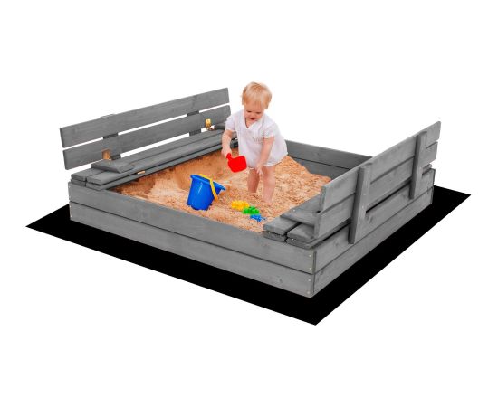 Springos Premium koka smilšu kaste SBP120SET01X 120 x 120 cm komplekts Smilšu kastes