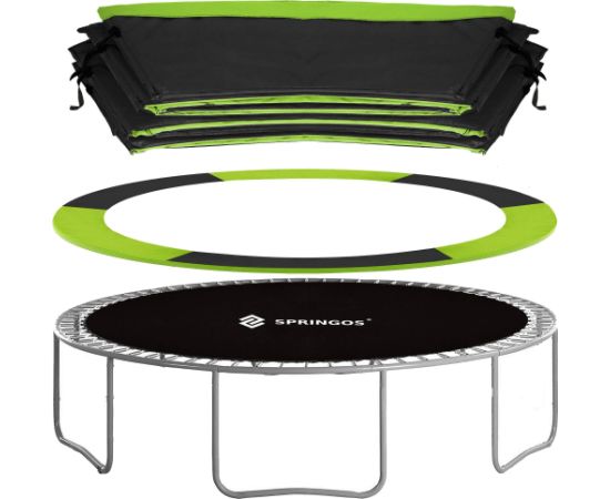 Springos Защитный чехол для батута TP-8FT 244 см чёрный с зелёной окантовкой Батуты и аксессуары