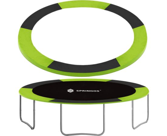 Springos Защитный чехол для батута TP-8FT 244 см чёрный с зелёной окантовкой Батуты и аксессуары