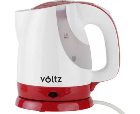 Oliver Voltz 55551230FR elektriskā tējkanna, 1300W, 0.9L, bezvadu, baltā/sarkanā krāsā Tējkannas (elektriskās)