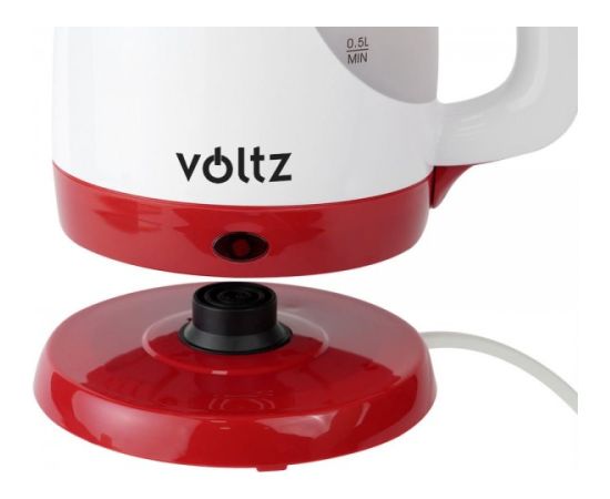 Oliver Voltz 55551230FR elektriskā tējkanna, 1300W, 0.9L, bezvadu, baltā/sarkanā krāsā Tējkannas (elektriskās)