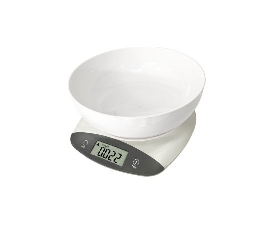 Virtuves svari ar bļodu  Rosberg R51651Q, 5kg., 2xAAA baterejas, LED displejs, pelēks krāsa Svari (virtuves)