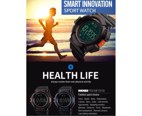 SKMEI DG1245 BL Orange Bluetooth sąsaja Rokas pulksteņi 