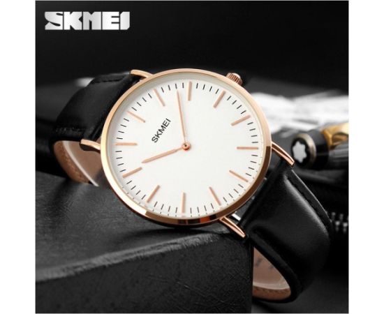Skmei 1181 black leather Rokas pulksteņi 