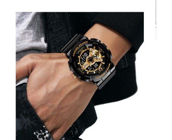 SKMEI 1688 BK GD Black Gold Rokas pulksteņi 
