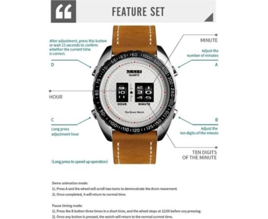 SKMEI Drum Roller Watch 1516 SIWTLTBN Rokas pulksteņi 