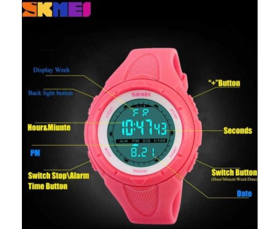 SKMEI 1074 RS Lady Size Rose Red Rokas pulksteņi 