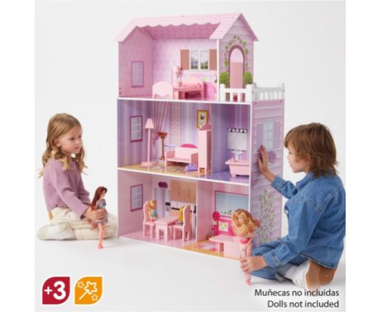 Liela koka leļļu māja ar mēbelēm 112 cm CB85293 Bērnu rotaļu mēbeles