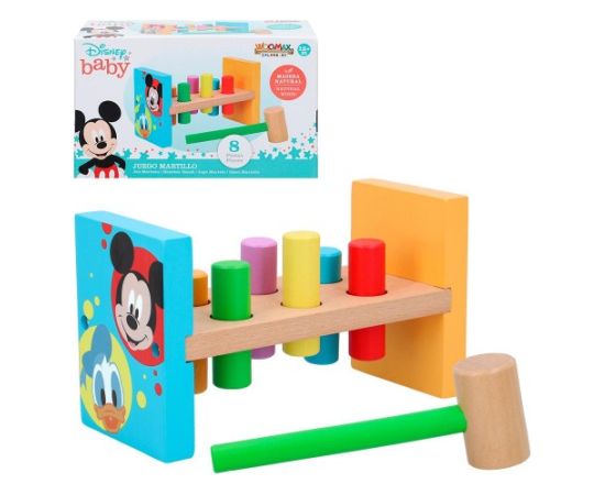 Koka attīstoša rotaļlieta ar āmuru 21 cm, Disney Baby no12 men+ CB48707 Galda spēles